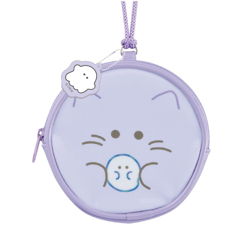 CRUX Obakene Purple Cat Round Clear Coin Purse with Strap