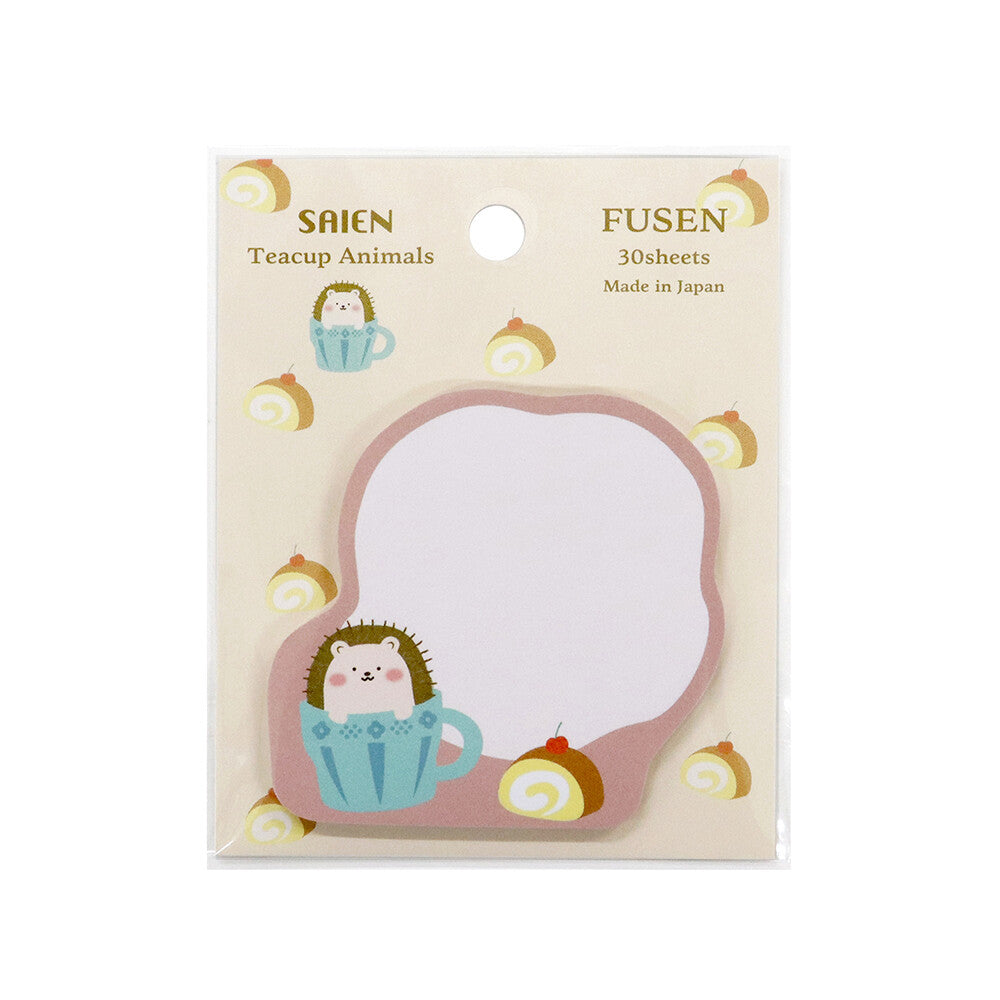 SAIEN Teacup Animals Hedgehog Sticky Notes – 30 Sheets
