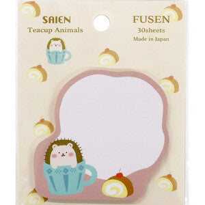 SAIEN Teacup Animals Hedgehog Sticky Notes – 30 Sheets