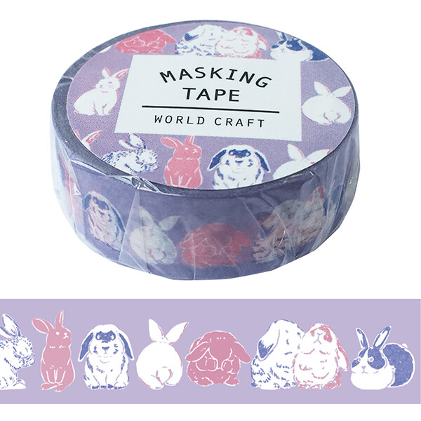 Rabbit Washi Tape Set – 4 Cute Animal Patterns, 15mm x 7m