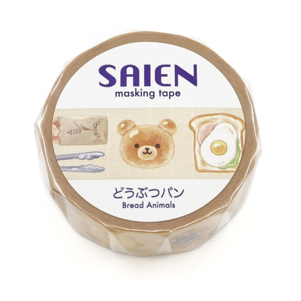 SAIEN Animal Bread Japanese Washi Tape 15mm x 7m - packaging