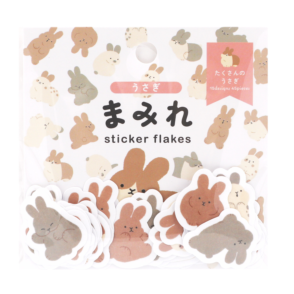 Rabbit Flake Sticker Pack | 45 Cute Bunny Planner & Journal Stickers - product photo