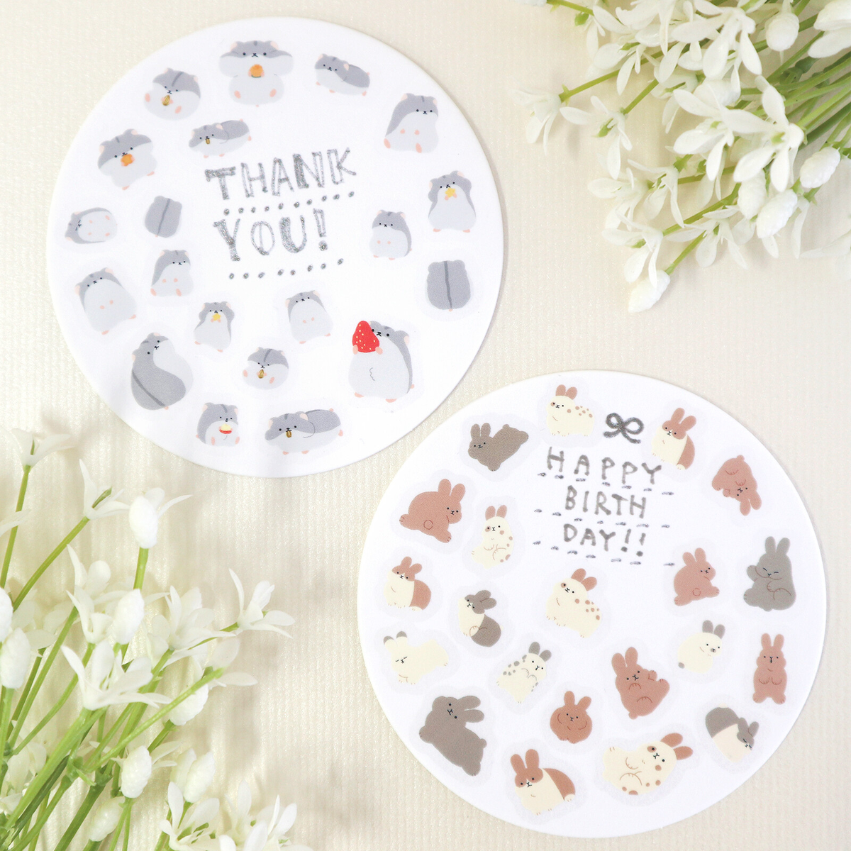 Rabbit Flake Sticker Pack | 45 Cute Bunny Planner & Journal Stickers - product image