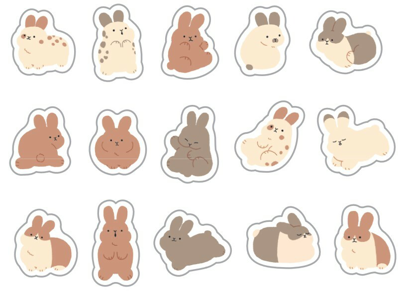 Rabbit Flake Sticker Pack | 45 Cute Bunny Planner & Journal Stickers - product image