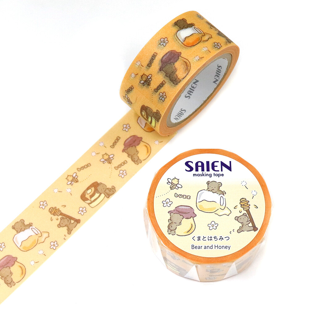 Saien Bear and Honey Washi Masking Tape 20mm x 7m