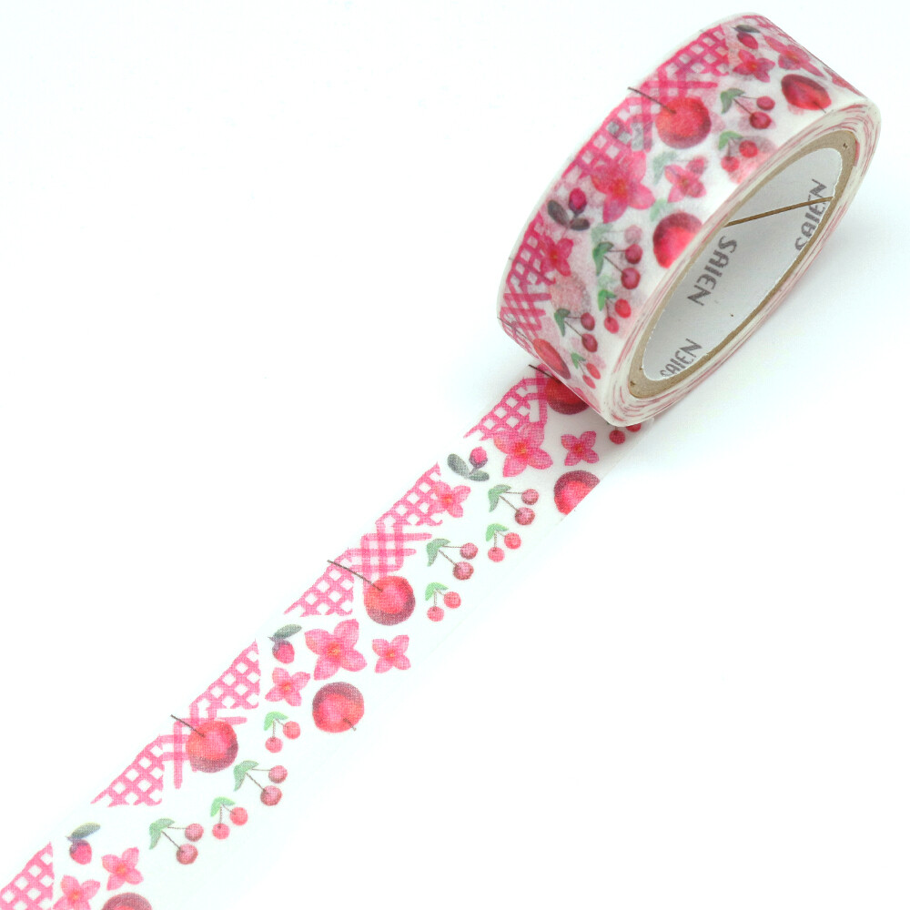 Cherry Blossoms & Cherries Washi Tape – 15mm x 7m