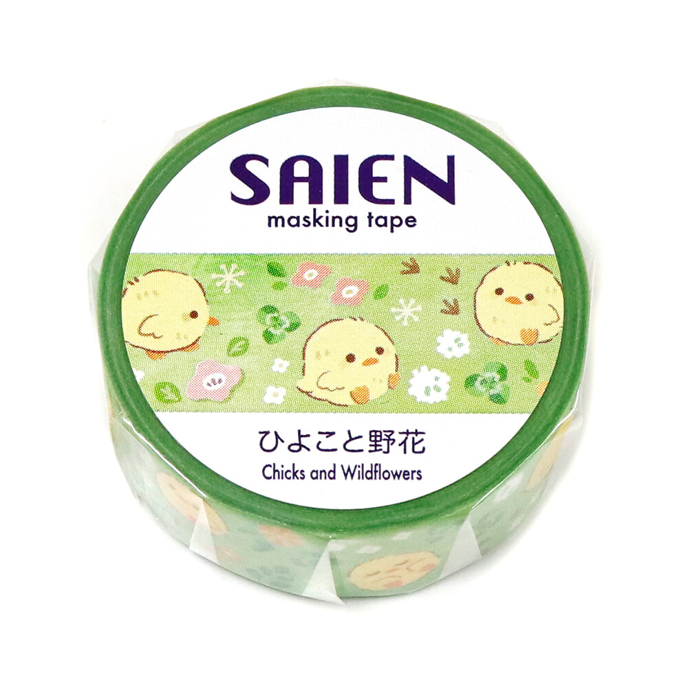 SAIEN Chick & Wild Flowers Washi Tape 15mm x 7m