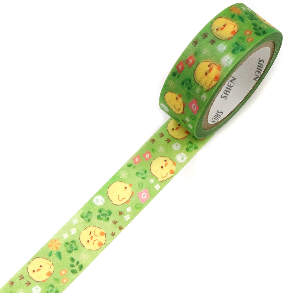 SAIEN Chick & Wild Flowers Washi Tape 15mm x 7m