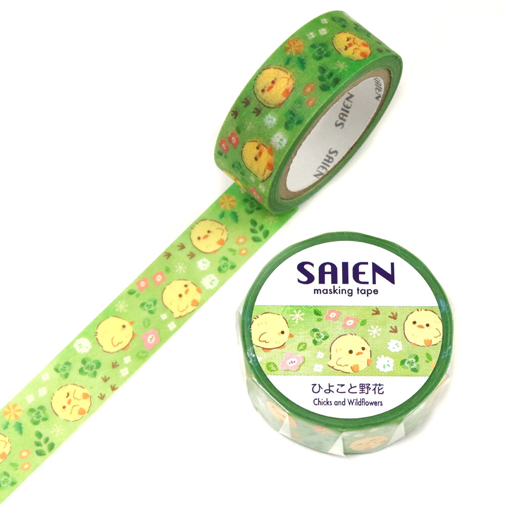 SAIEN Chick & Wild Flowers Washi Tape 15mm x 7m