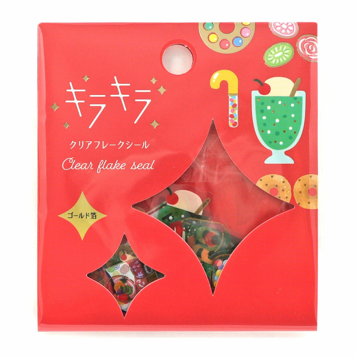Japanese Dagashi Candy Gold Foil Flake Sticker Pack | 36 PET Planner & Journal Stickers - product photo