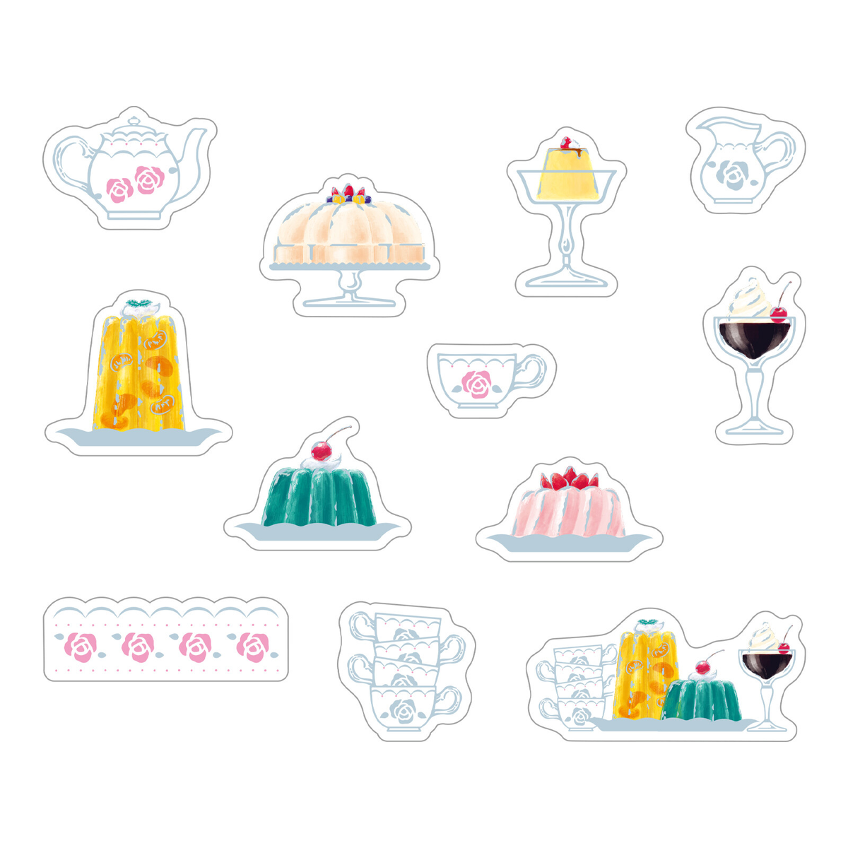 Jelly Dessert Aurora Foil Flake Sticker Pack | 36 PET Planner & Journal Stickers - product image