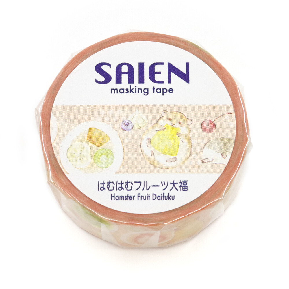SAIEN Hamuhamu Fruits Daifuku Washi Tape | 15mm x 7m - packaging