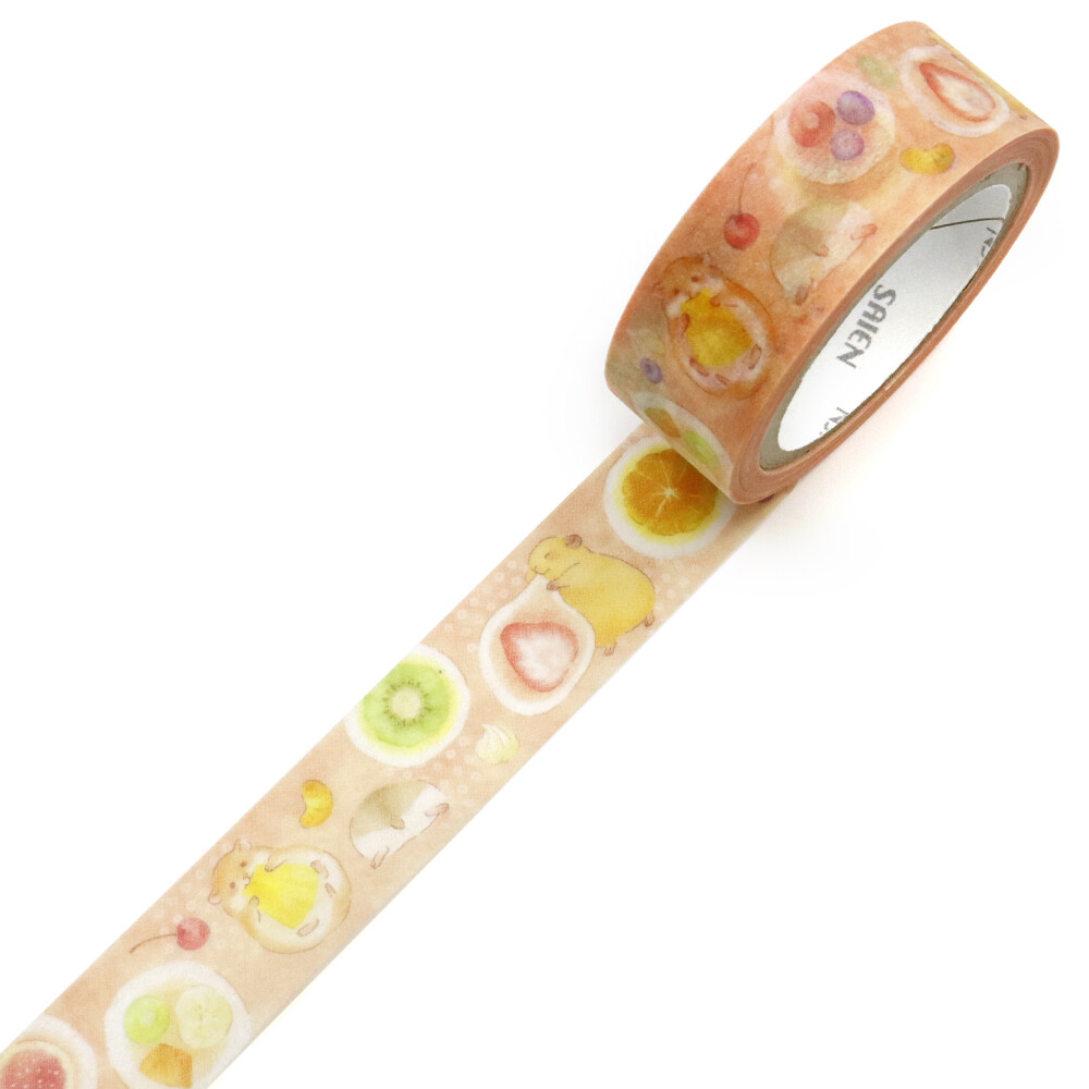 SAIEN Hamuhamu Fruits Daifuku Washi Tape | 15mm x 7m - detail