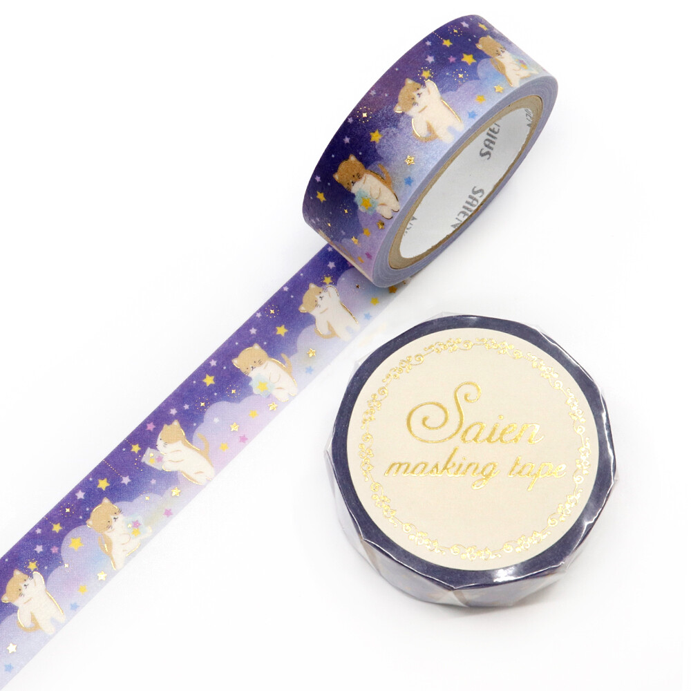 Saien Washi Tape Gold Foil Hoshi Hiroi 15mm x 7m