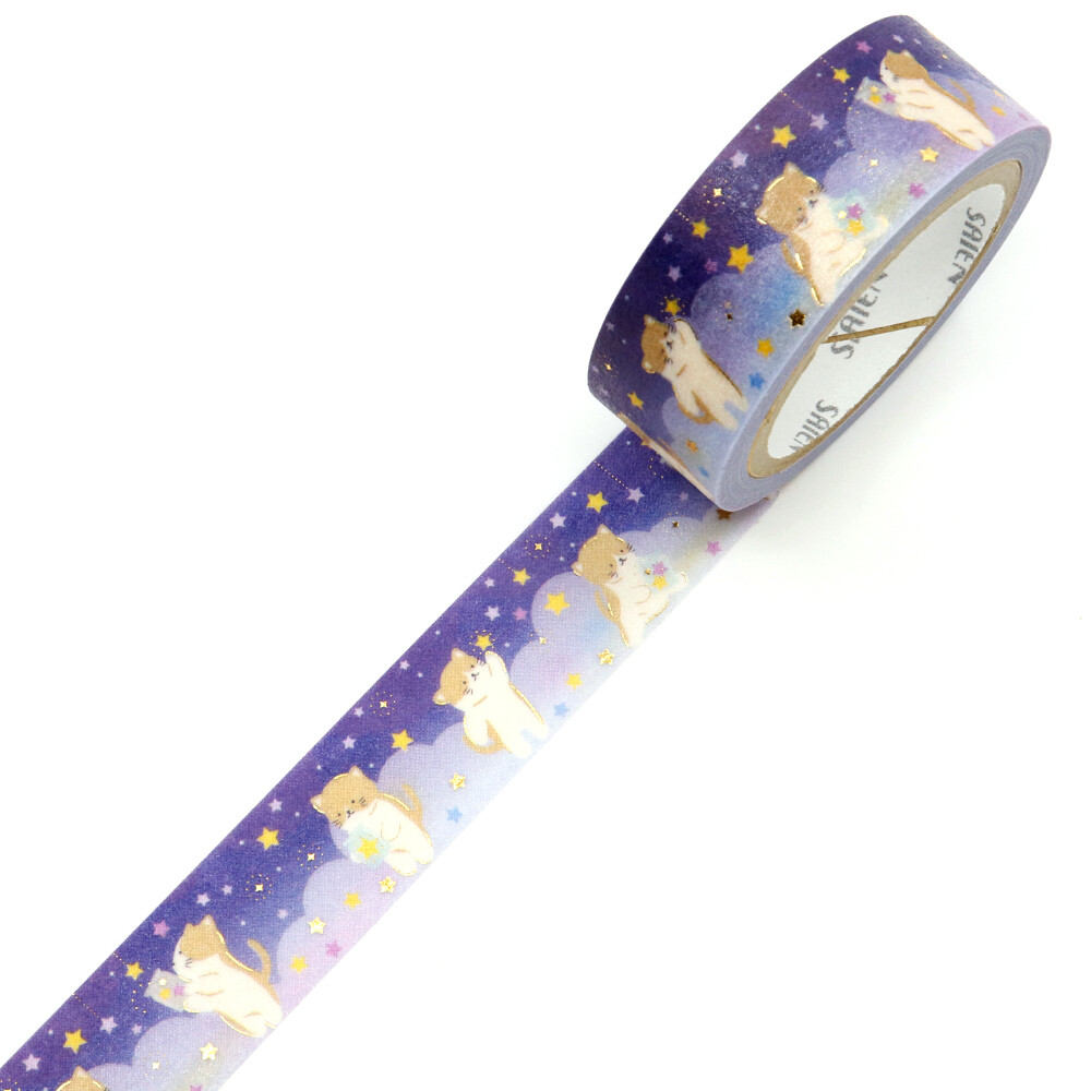 Saien Washi Tape Gold Foil Hoshi Hiroi 15mm x 7m