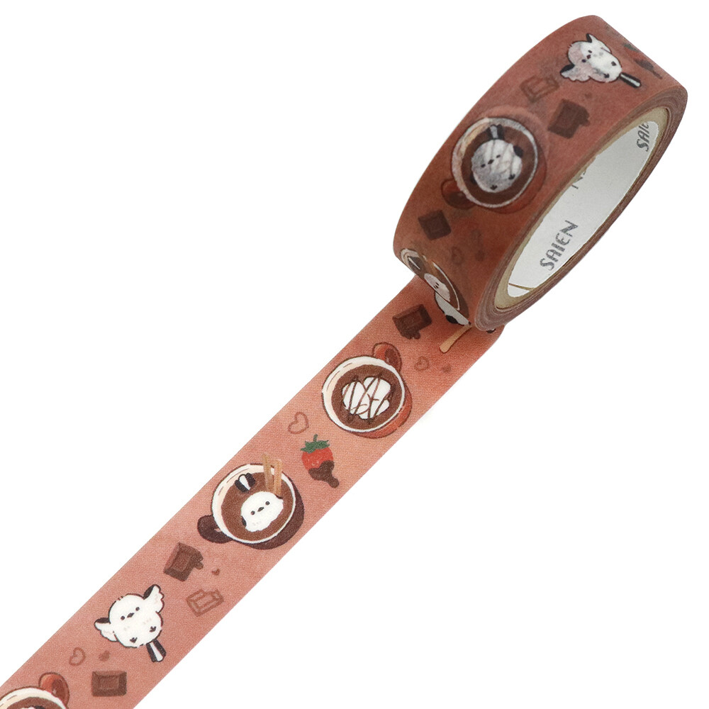 SAIEN Shimaenaga and Hot Chocolate Japanese Washi Tape 15mm x 7m - detail
