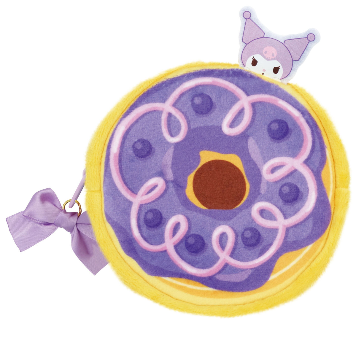 Kuromi Donut Plush Pouch - Sanrio Japan Coin Purse & Cosmetic Bag - product photo
