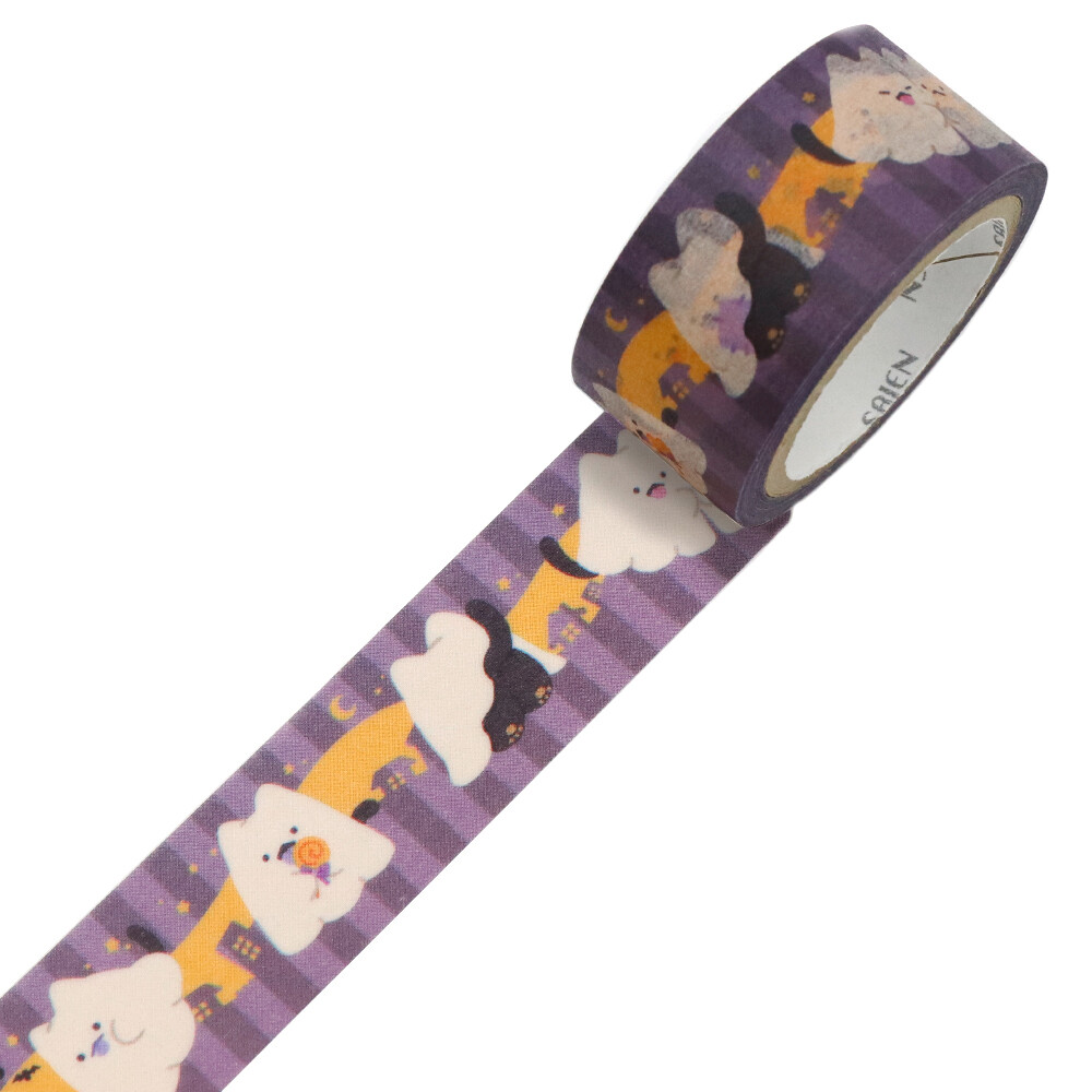 SAIEN Kuroneko Ghost Japanese Washi Tape 20mm x 7m - detail