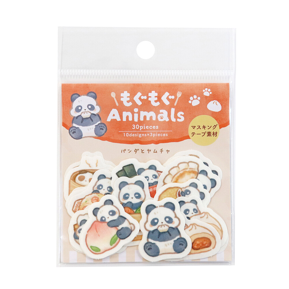 Mogumogu Animals Panda Flake Stickers - Kawaii Japanese Planner & Journal Stickers 30 - product photo