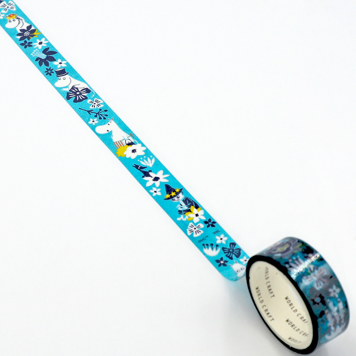 Moomin Flower Blue Clear Film Masking Tape 15mm x 5m