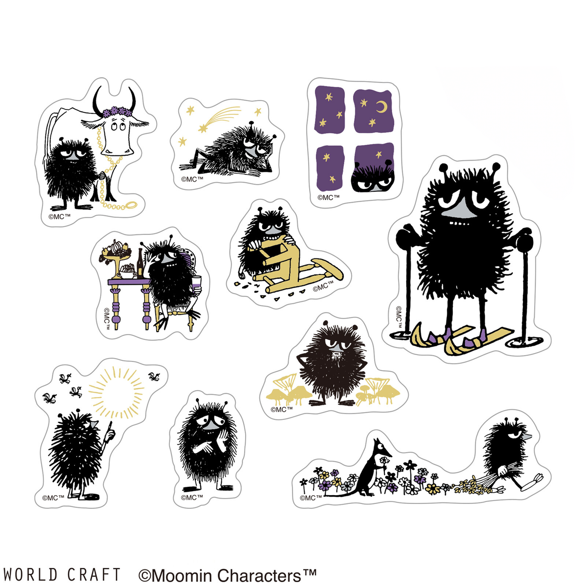 Moomin Stinky Glitter Flake Stickers – Clear PET Planner Sticker Pack (30 Pieces) - product image
