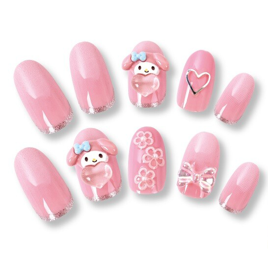 Sanrio My Melody Press-On Nail Tips - 24 Piece Cute Japanese Nail Set - product photo