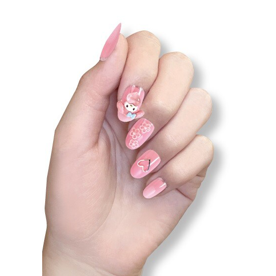 Sanrio My Melody Press-On Nail Tips - 24 Piece Cute Japanese Nail Set - product image