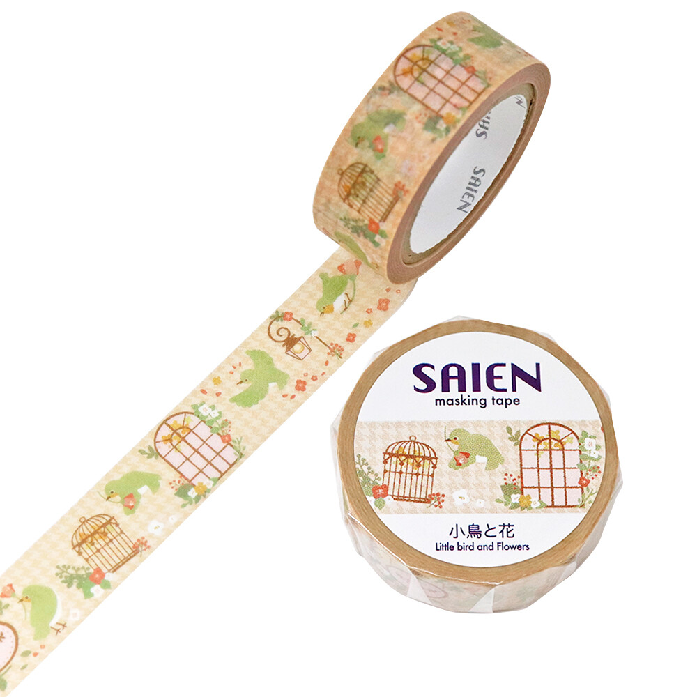 Saien Washi Tape Little Bird and Flower 15mm x 7m