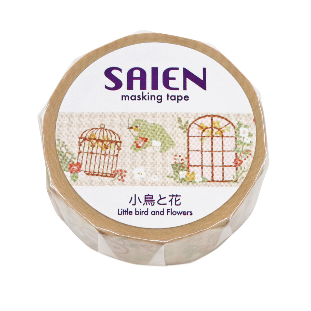 Saien Washi Tape Little Bird and Flower 15mm x 7m