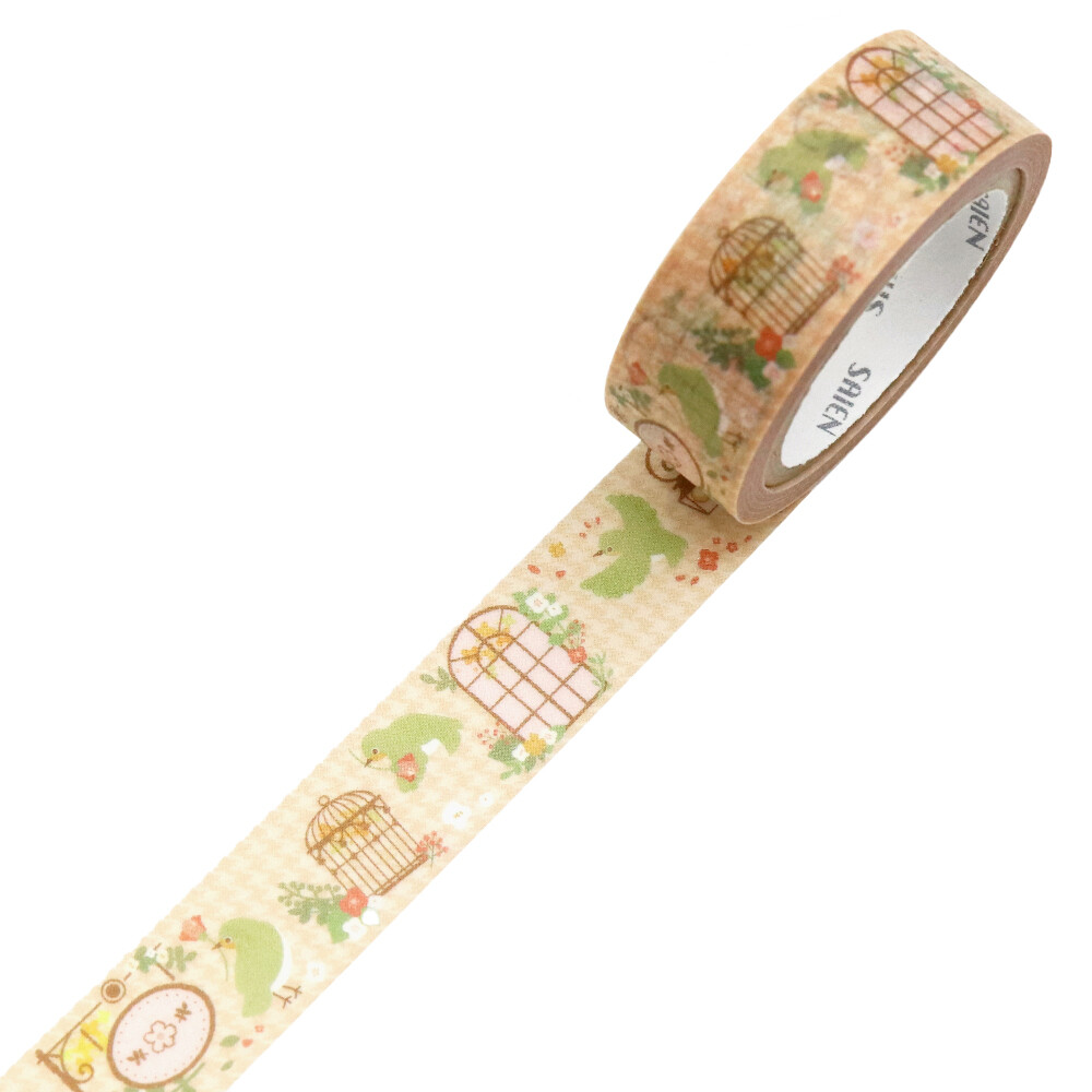 Saien Washi Tape Little Bird and Flower 15mm x 7m