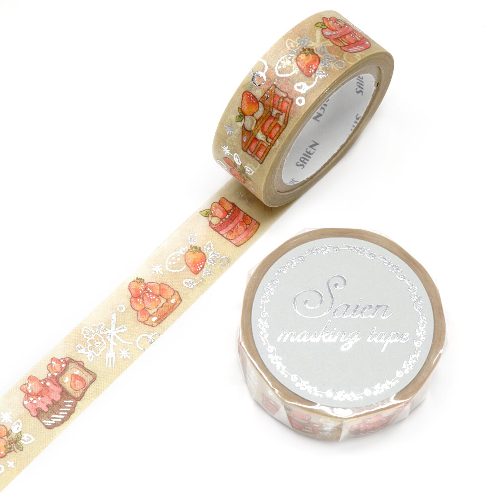 Strawberry Sweets Silver Foil Washi Tape – 15mm x 7m