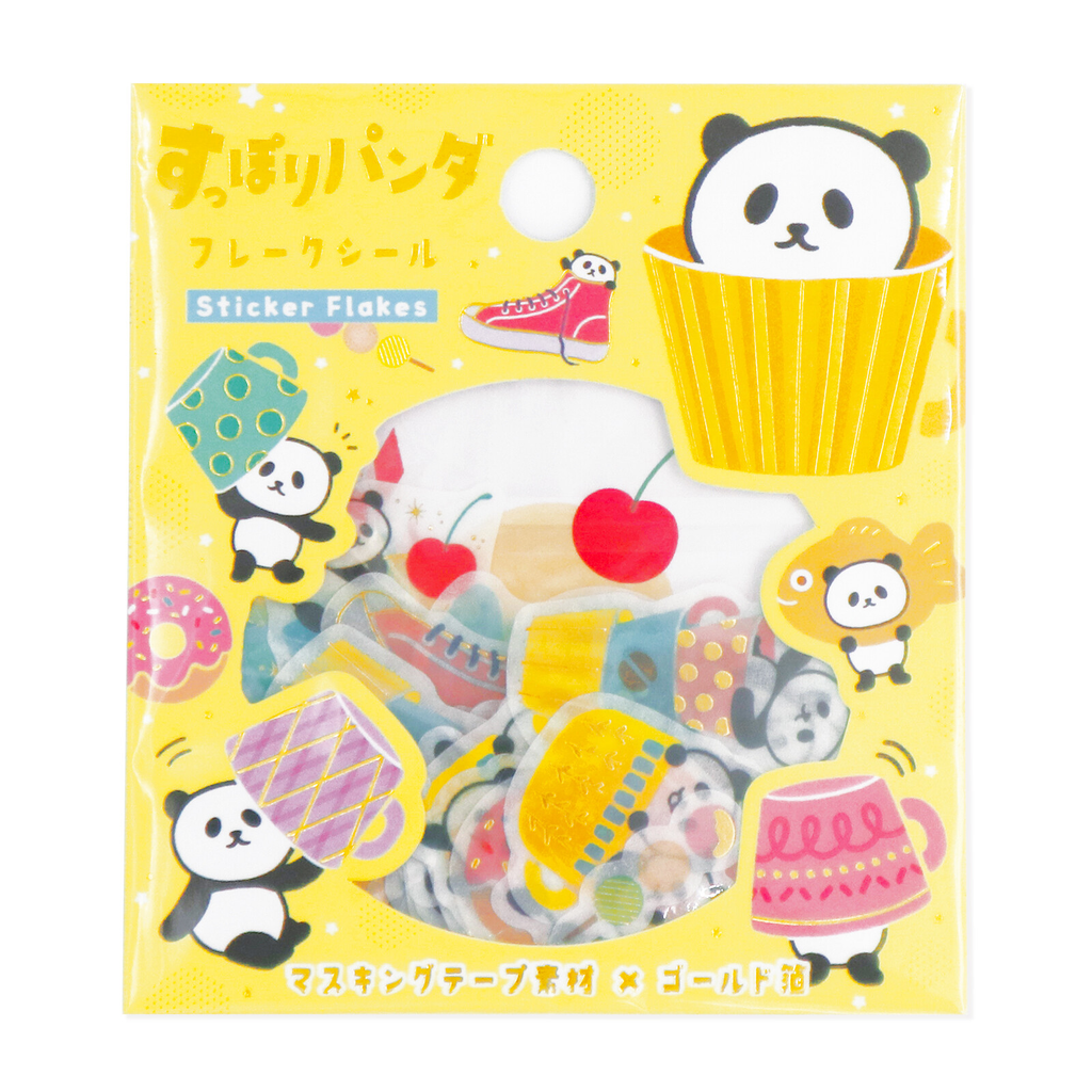 Hyokkori Panda Sticker Flakes | Japanese Kawaii Foil Planner & Journal Stickers by World Craft - product photo
