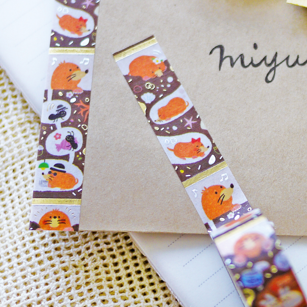 WORLD CRAFT Mole’s Tunnel Knickknacks Washi Tape – Vertical Animal Masking Tape