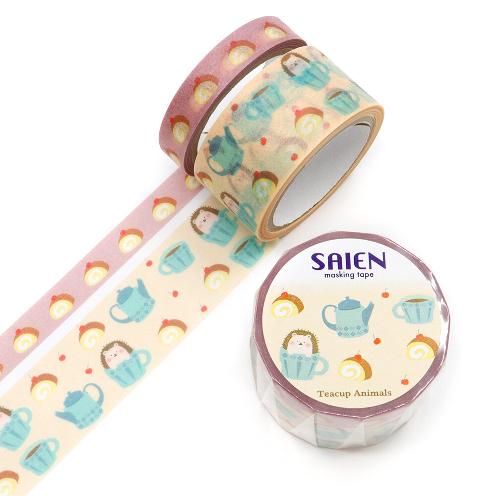 Saien Washi Tape Teacup Animals Hedgehog