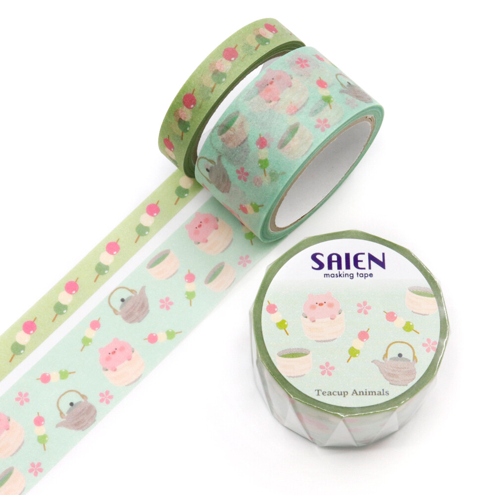 Saien Washi Tape Teacup Animals KOBU