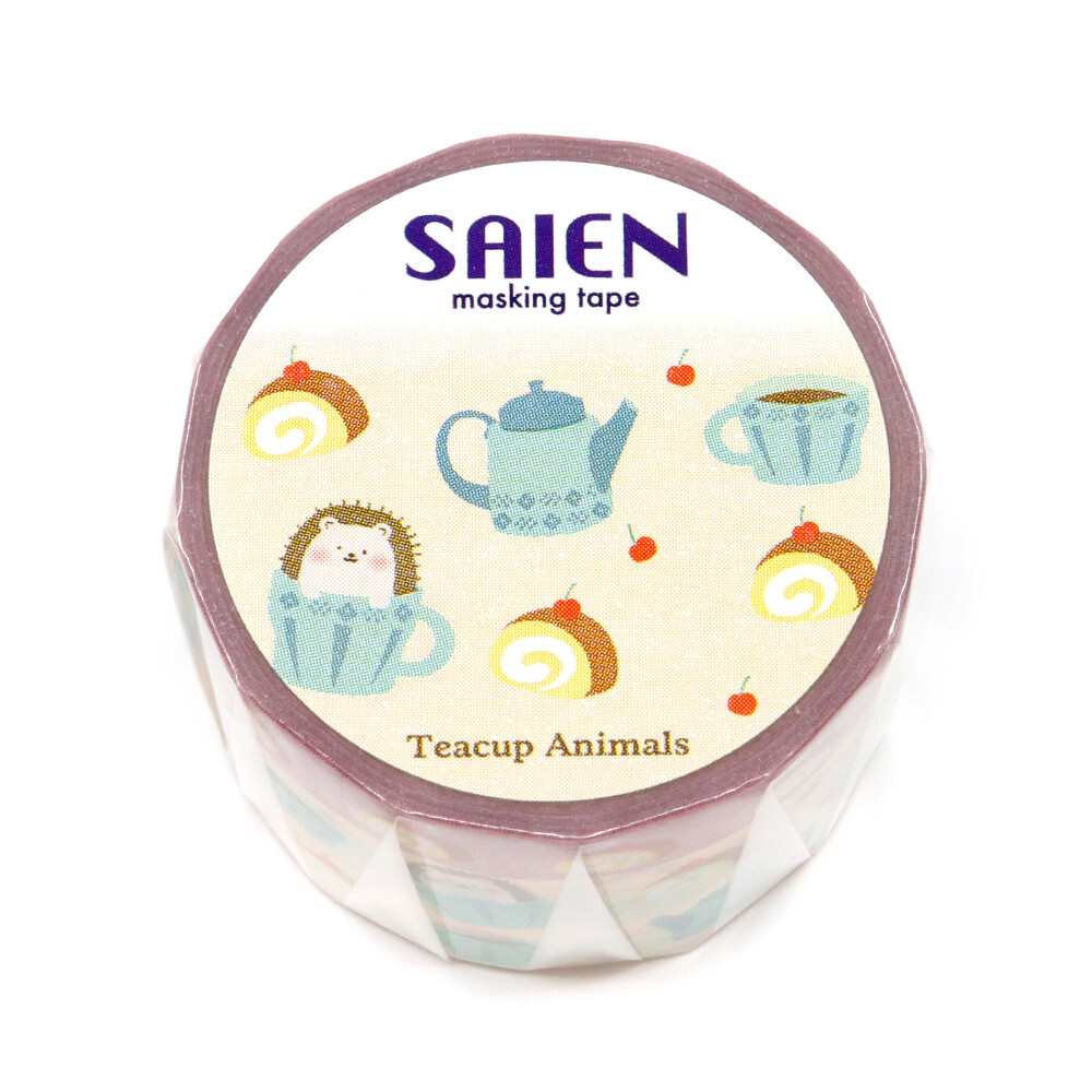 Saien Washi Tape Teacup Animals Hedgehog