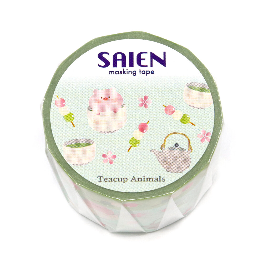Saien Washi Tape Teacup Animals KOBU