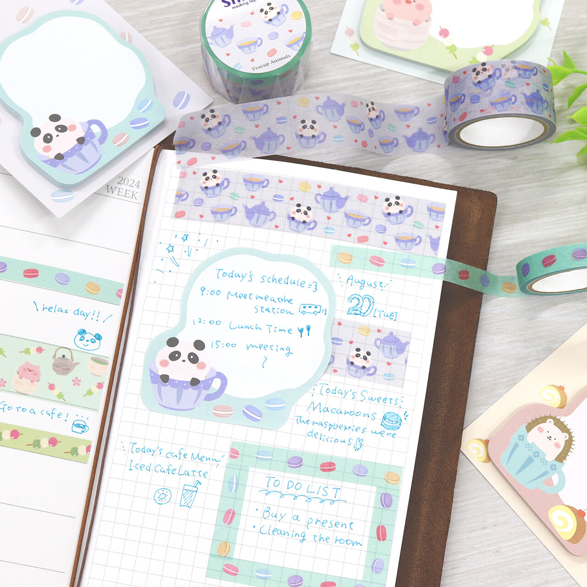 Saien Washi Tape Teacup Animals Panda