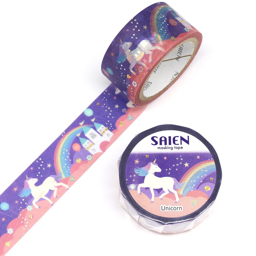 Saien Unicorn Gold & Silver Foil Washi Tape – 20mm x 5m