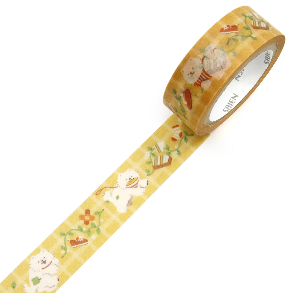 SAIEN Walking with Dog Washi Tape | 15mm x 7m - detail