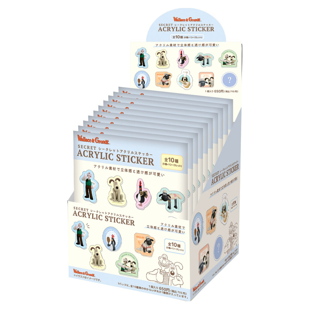 Wallace & Gromit Secret Acrylic Sticker Blind Box - Japanese Collectible Sticker - product photo