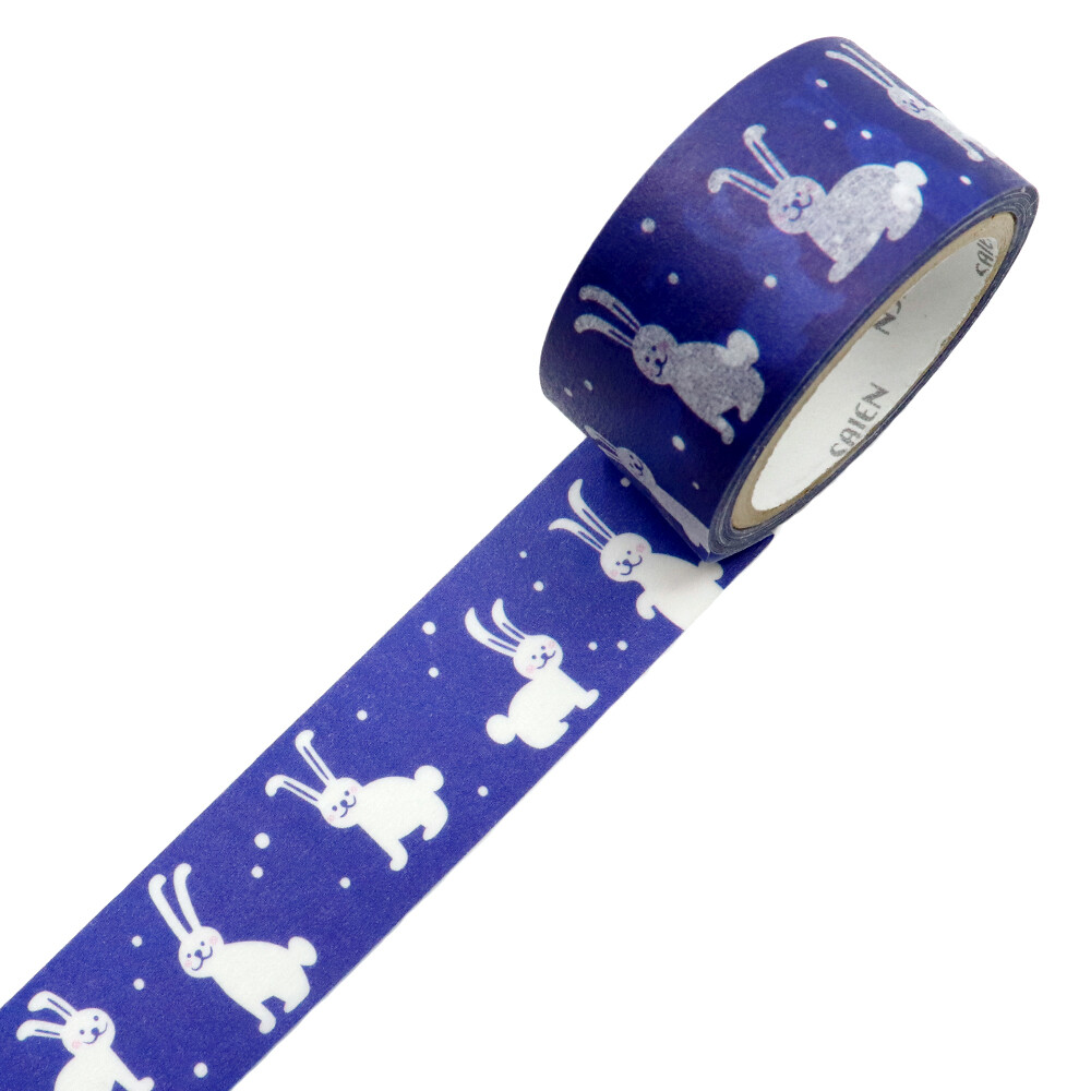 SAIEN Winter Rabbits Japanese Washi Tape 20mm x 5m - detail