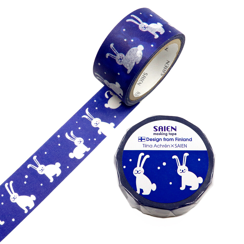 SAIEN Winter Rabbits Japanese Washi Tape 20mm x 5m - product photo