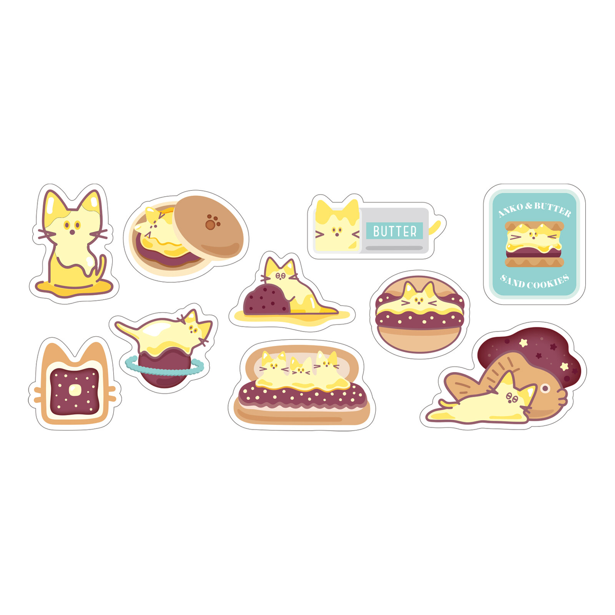 ToroOlli Butter Cat Flake Stickers - Cute Kawaii Japanese Planner Stickers - product image