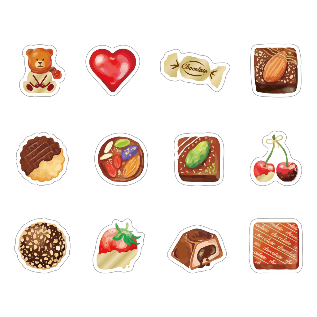 Chocolate & Sweets Gold Foil Flake Sticker Pack | 36 PET Planner & Journal Stickers - product image