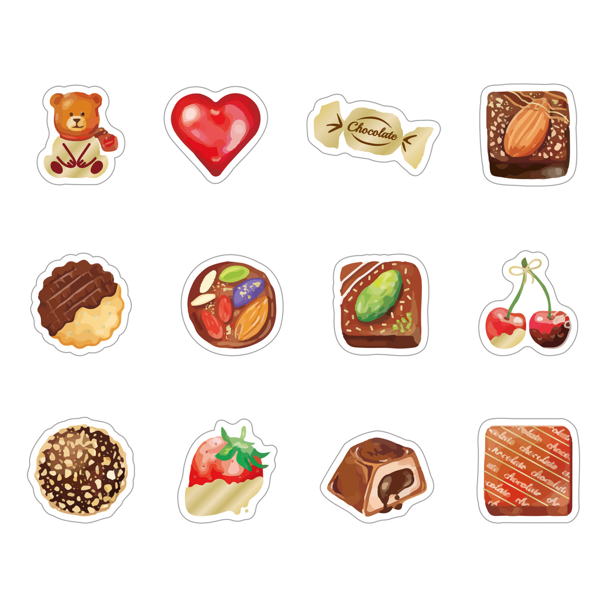 Chocolate & Sweets Gold Foil Flake Sticker Pack | 36 PET Planner & Journal Stickers - product image