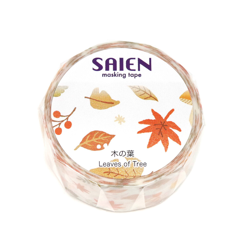 SAIEN Wooden Leaves Japanese Washi Tape 20mm x 7m - packaging
