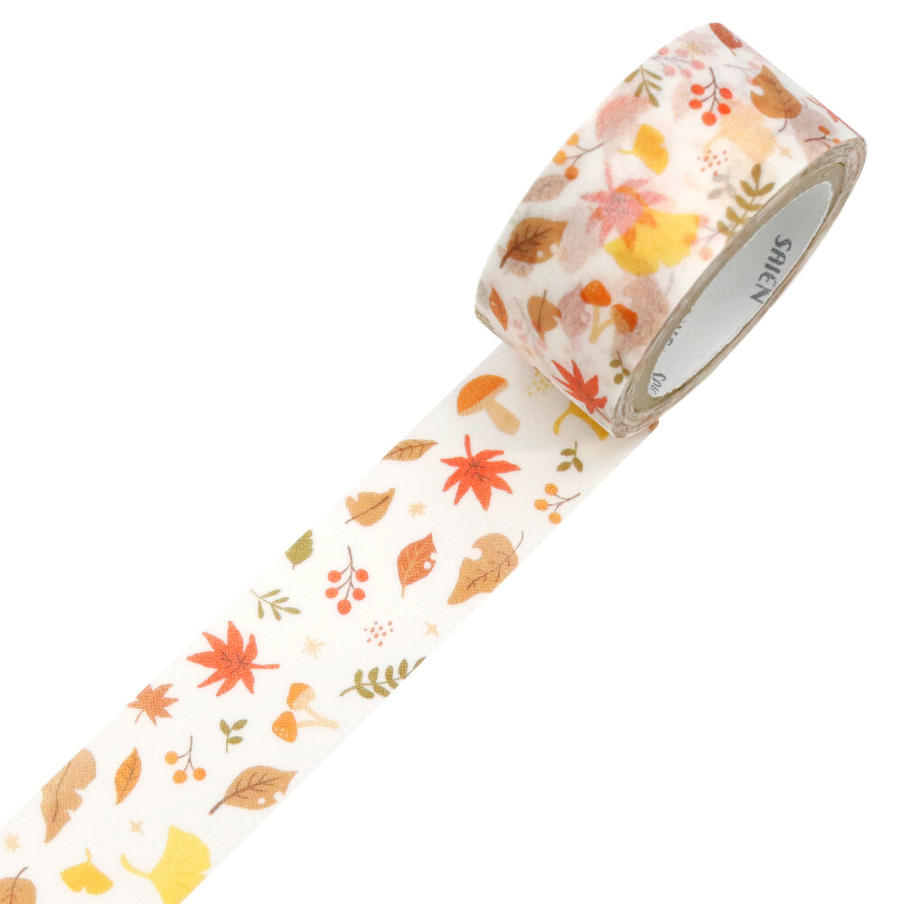 SAIEN Wooden Leaves Japanese Washi Tape 20mm x 7m - detail